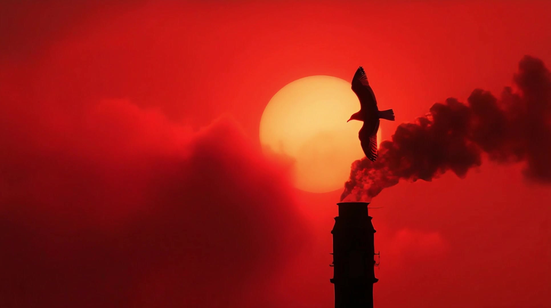 Giammarco Technologies — red sun, black smoke, gull