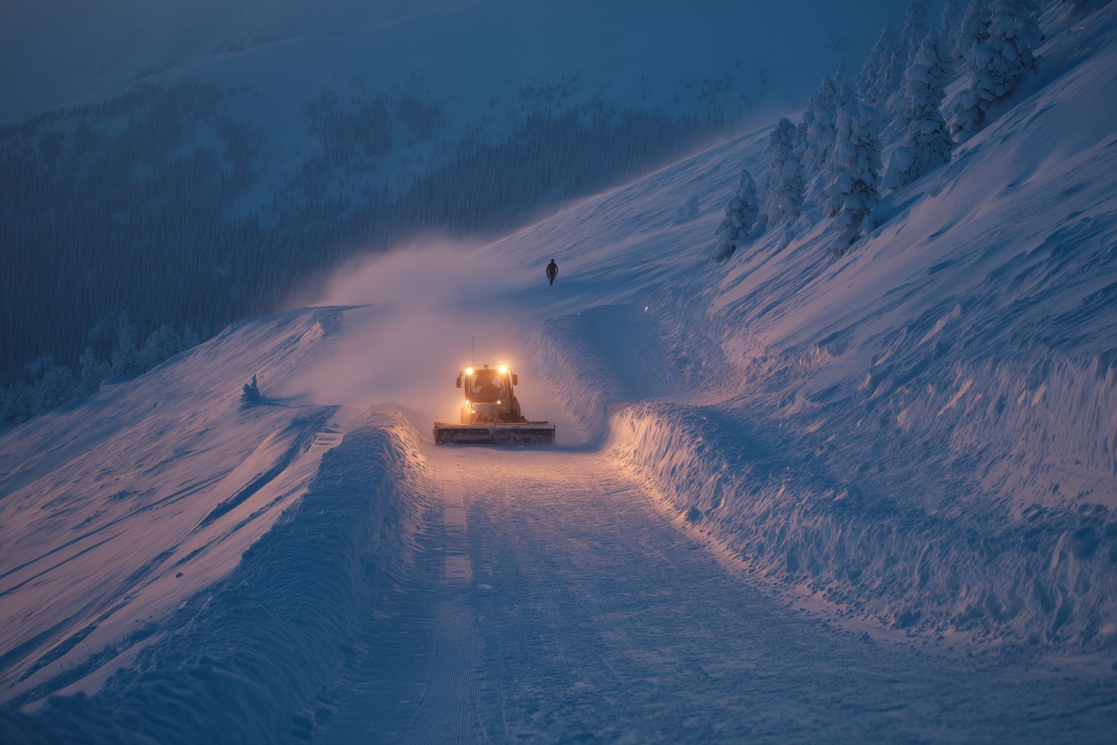 Unimatic — groomer on slope, campaign image